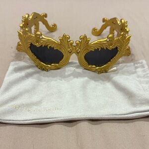 Jeremy Scott X Linda Farrow Gold Ornate Chandelier Baroque Sunglasses
